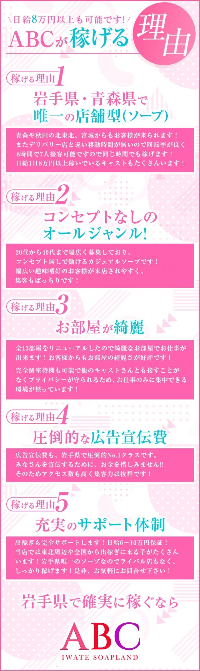 岩手県のソープ！20代30代40代位まで幅広く募集中！ ABC 岩手ソープ｜バニラ求人で高収入バイト