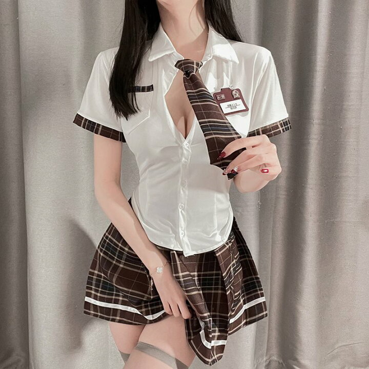 新品】＊6903(ブルー）セクシーJKコスプレ エロかわセーラー服 4点セット